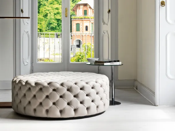 Alcide leather pouf by Porada