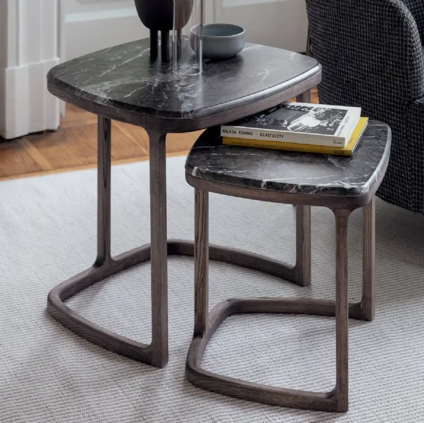 Coffee table with marble top and solid ash base Antigone by Porada