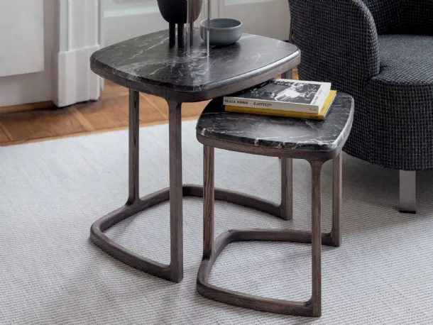 Coffee table with marble top and solid ash base Antigone by Porada