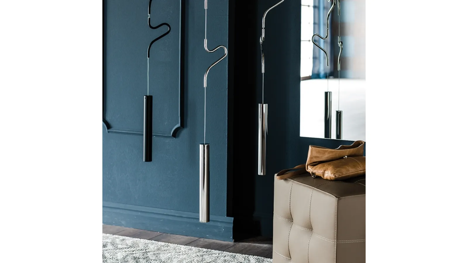 Ceiling-mounted design coat rack with steel cable Air by Cattelan Italia