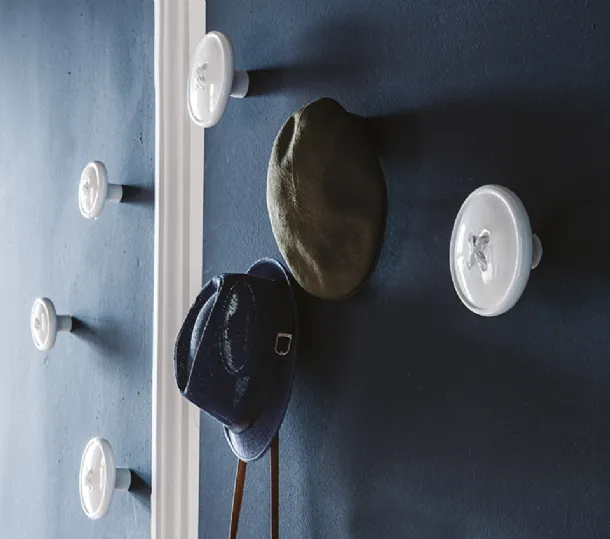 Coat Hanger Button in rigid polyurethane painted mother-of-pearl white by Cattelan Italia