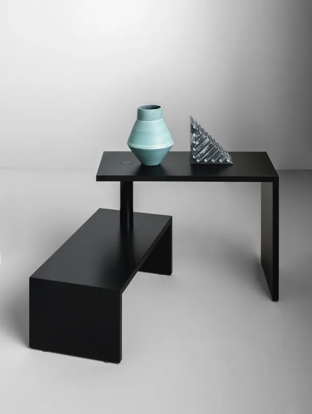 Double-height side table with rotating shelves Basello by Zanotta