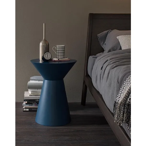 Bloom side table in lacquered wood, matte blue by Giellesse
