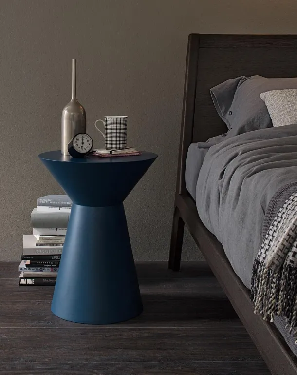 Bloom side table in lacquered wood, matte blue by Giellesse
