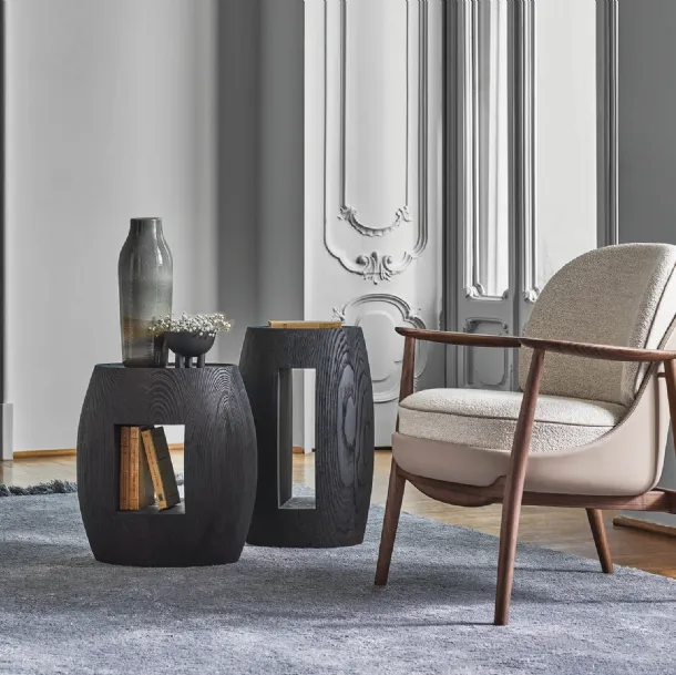 Bold side tables in Porada wood