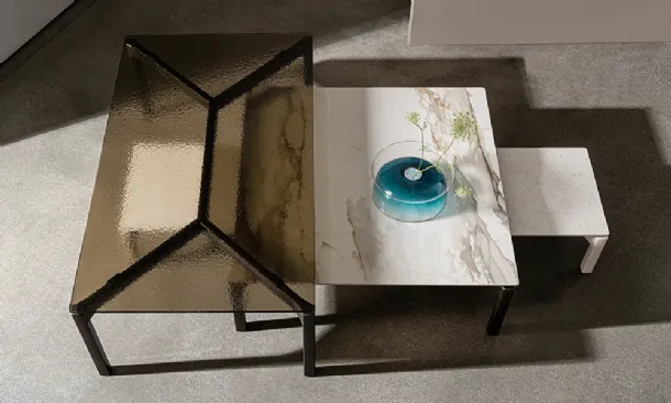 Bone side table in ceramic or glass by Sovet