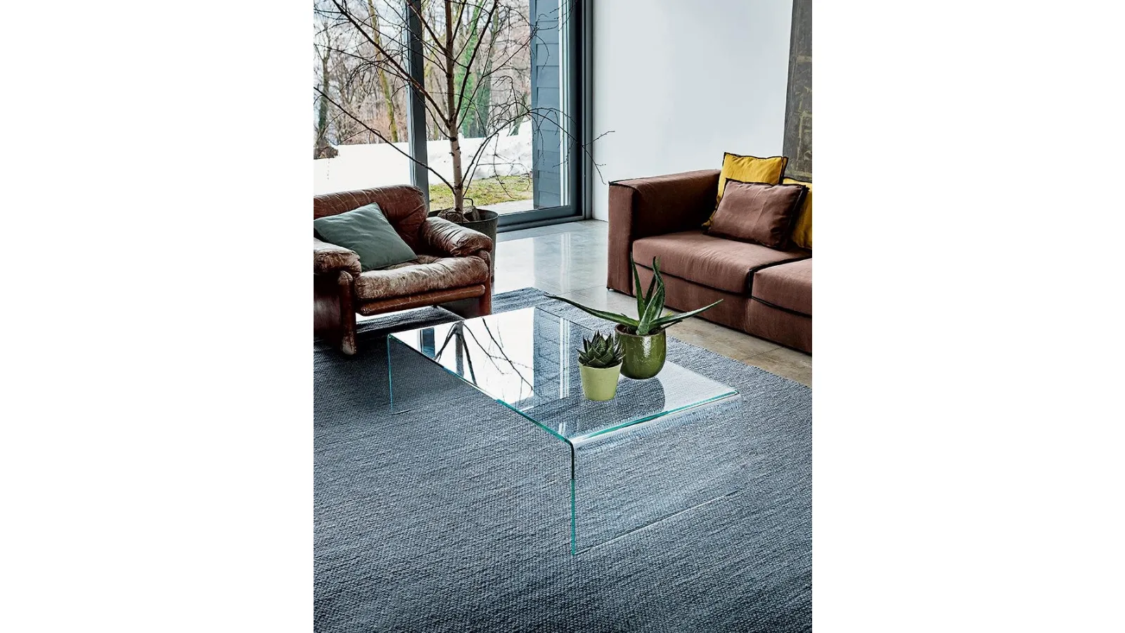 Bridge curved glass coffee table by Sovet