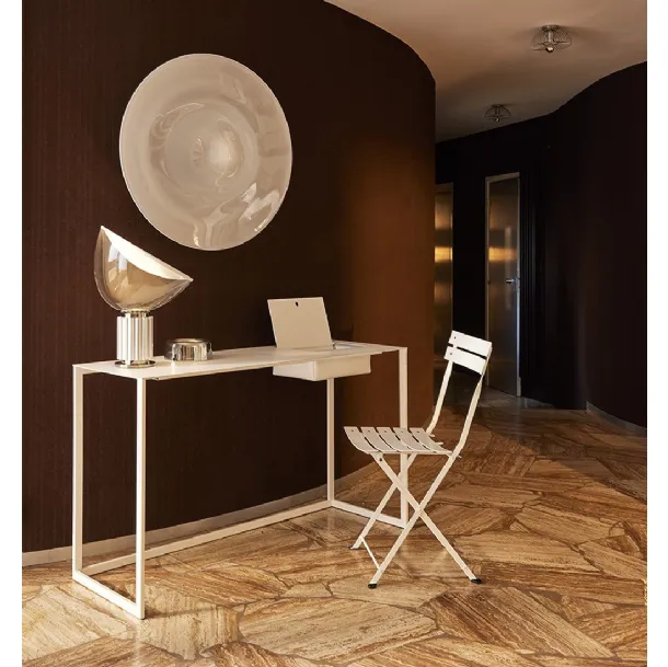 Calamo Desk with Leather Top and Metal Base by Zanotta