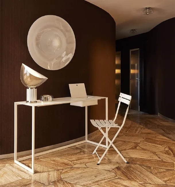 Calamo Desk with Leather Top and Metal Base by Zanotta