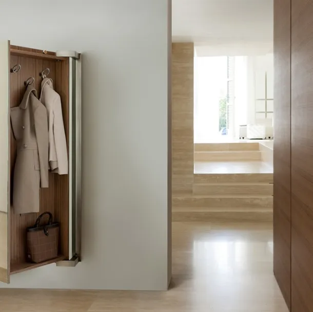 Wooden coat rack with front mirror by Porada