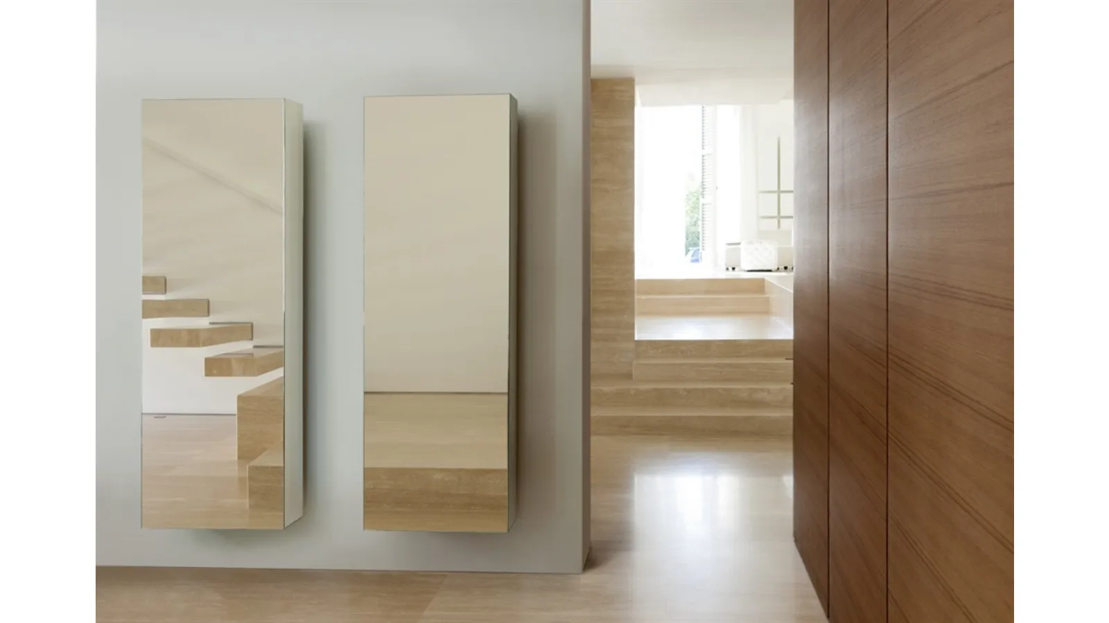 Wooden coat rack with front mirror Camper by Porada