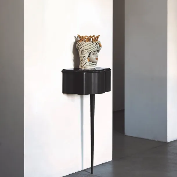 Carlino CM wall-mounted storage coffee table in black lacquered wood by Zanotta