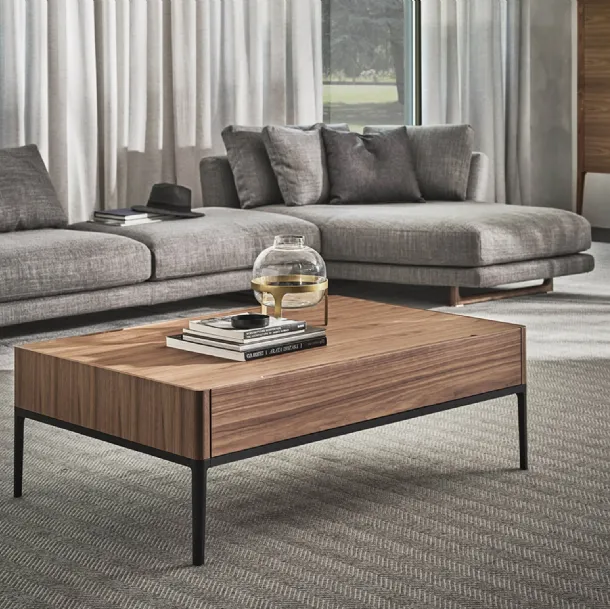 Chiba coffee table in Canaletto walnut by Porada