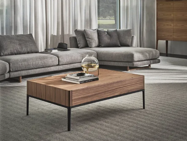 Chiba coffee table in Canaletto walnut by Porada