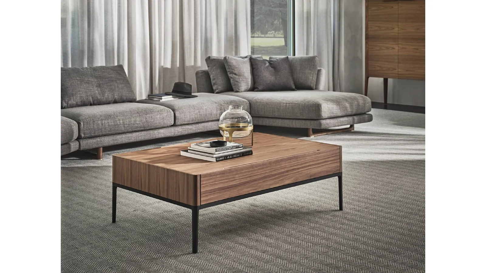 Chiba coffee table in Canaletto walnut by Porada
