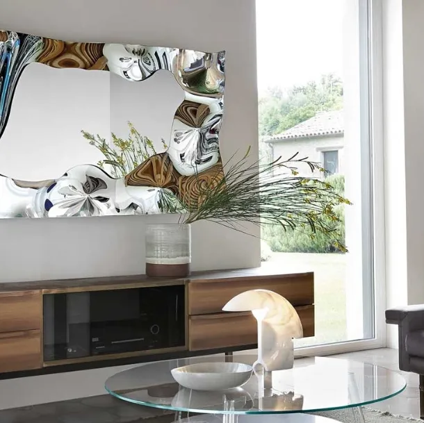 Christine Mirror with back-silvered fused glass frame by Fiam