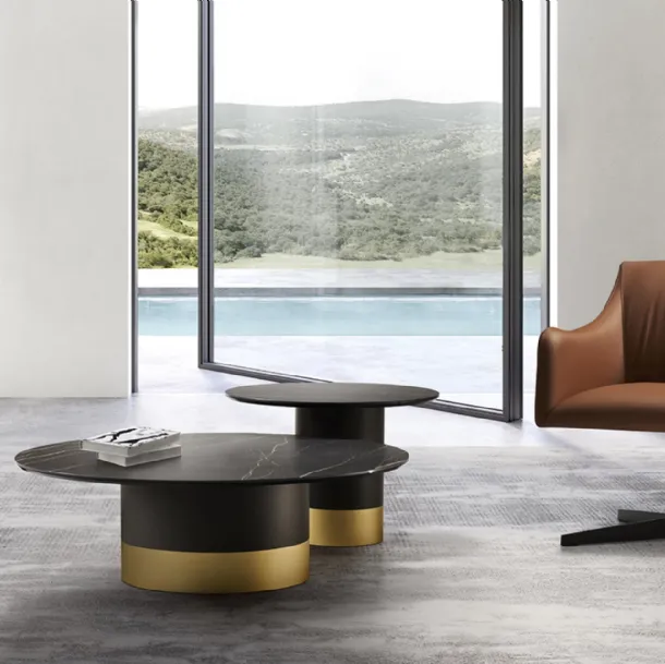 Cilindro Low Side Table with Ceramic Top by Eforma