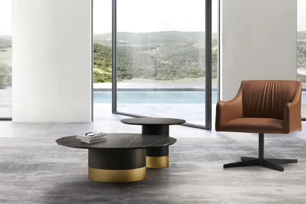 Cilindro Low Side Table with Ceramic Top by Eforma