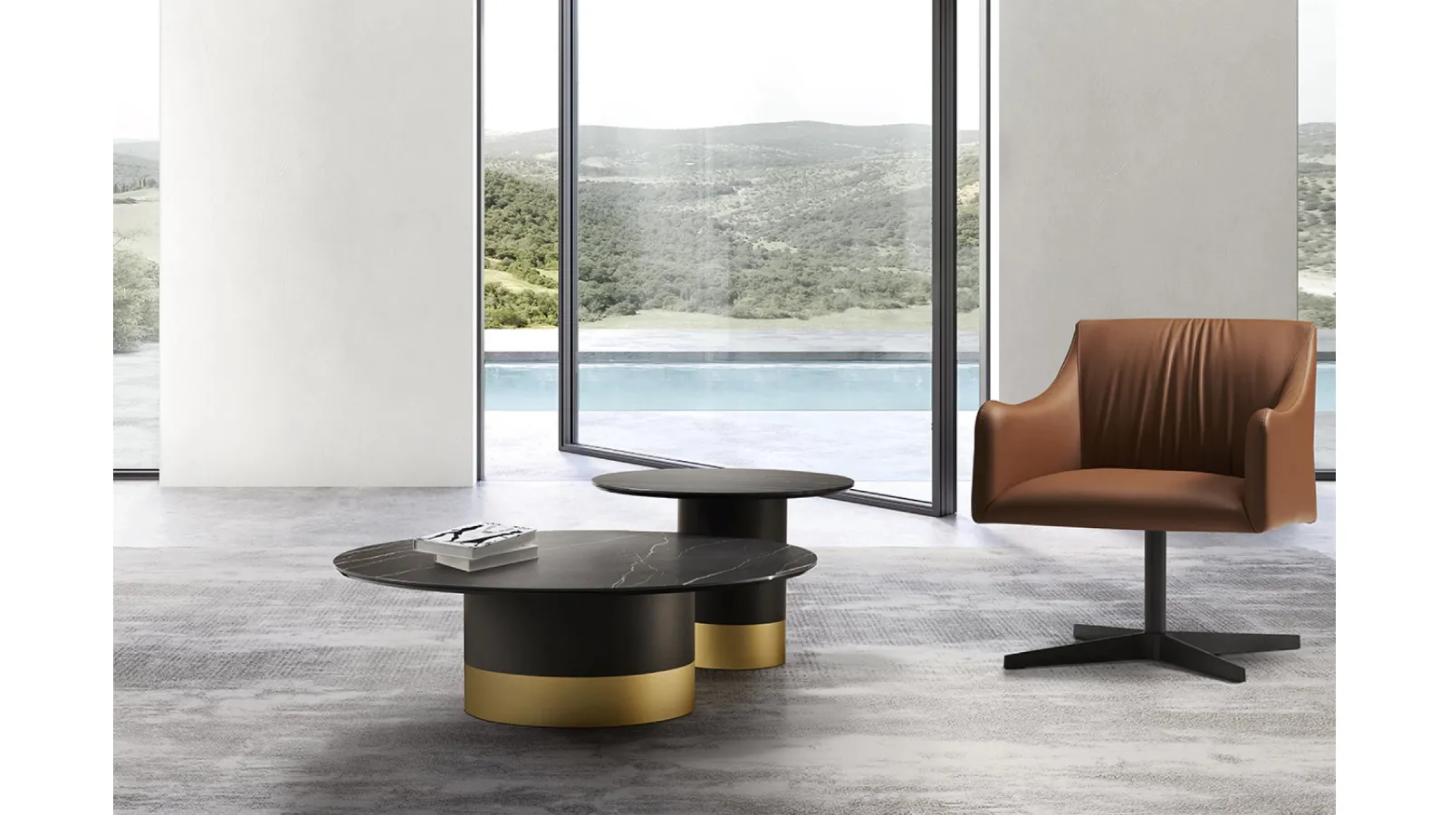 Cilindro Low Side Table with Ceramic Top by Eforma