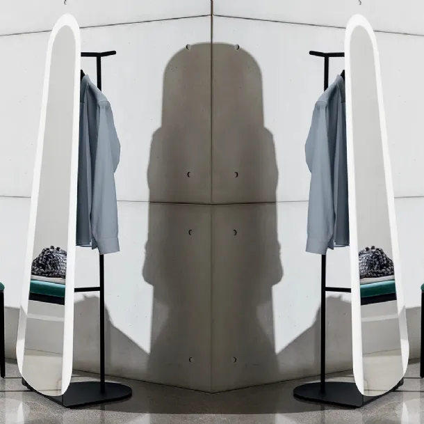 Hourglass Free Standing Coat Rack Mirror with Metal Structure by Sovet