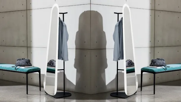 Hourglass Free Standing Coat Rack Mirror with Metal Structure by Sovet