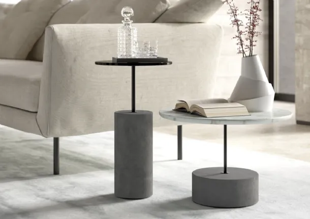 Coffee table with marble or glass top and concrete base Concrete by Vibieffe