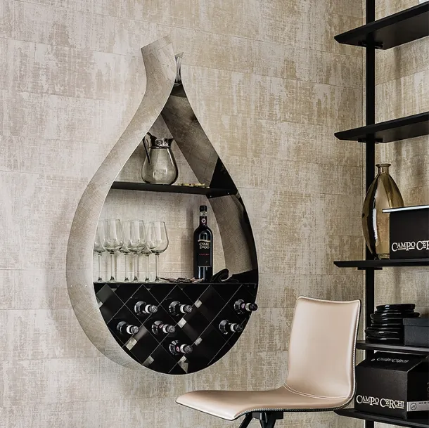 Drop design bottle holder in steel by Cattelan Italia