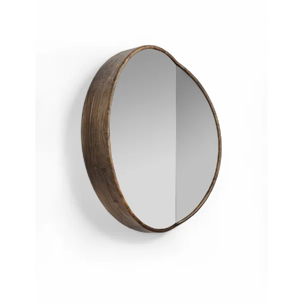 Cut 115 Mirror with Canaletto Walnut Solid Wood Frame by Porada