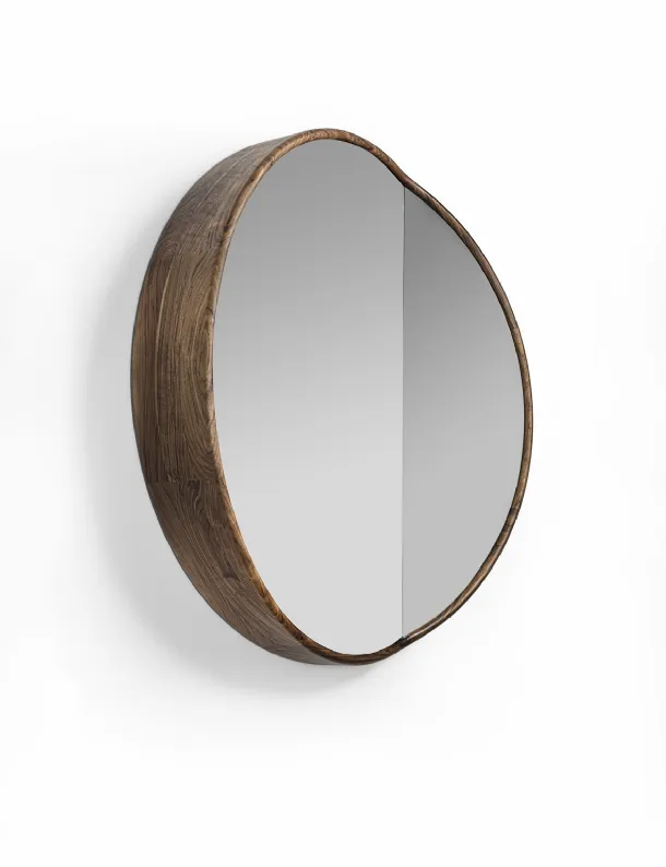 Cut 115 Mirror with Canaletto Walnut Solid Wood Frame by Porada