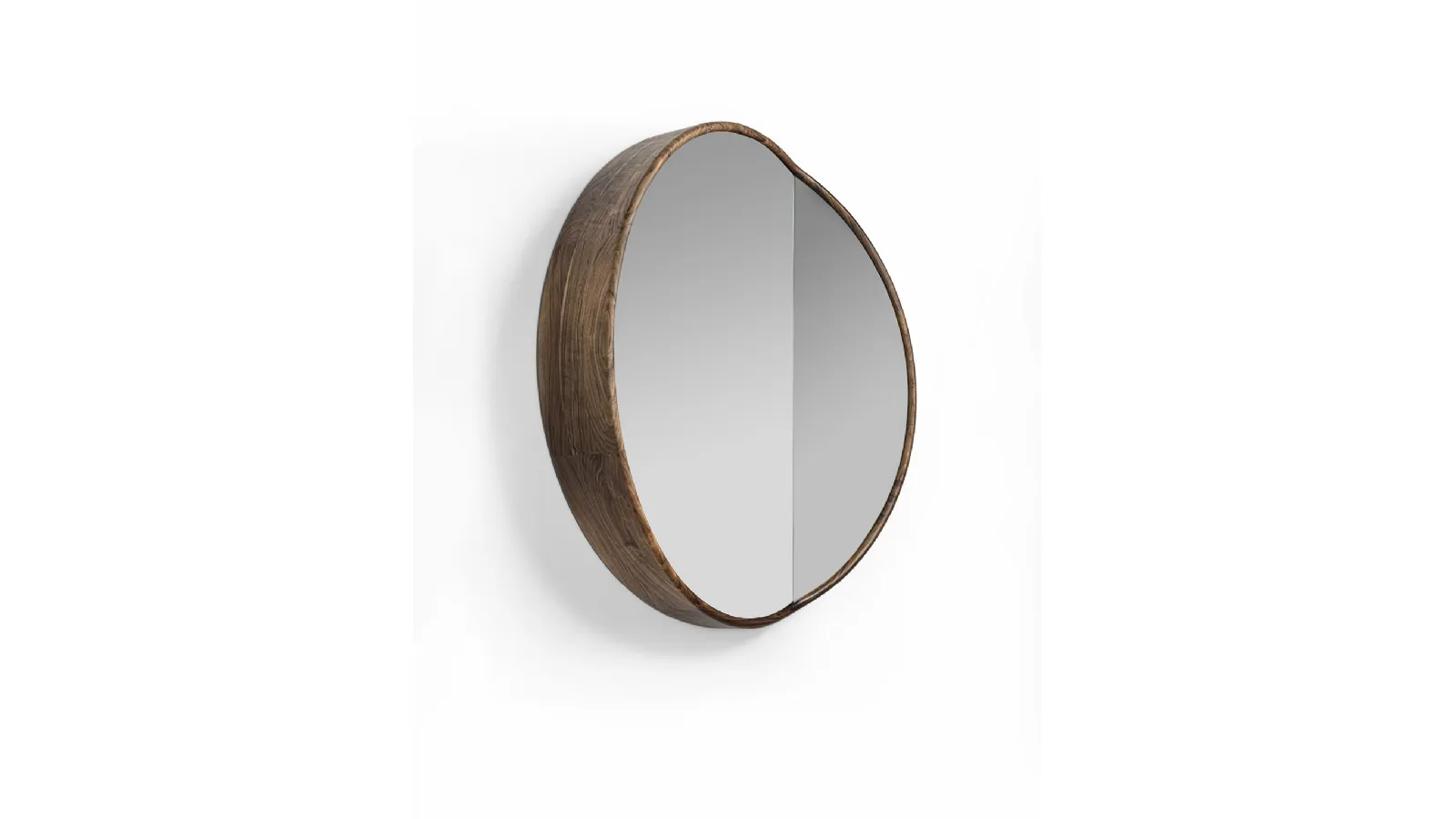 Cut 115 Mirror with Canaletto Walnut Solid Wood Frame by Porada