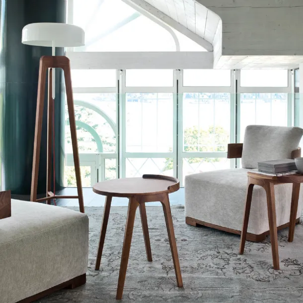 Modern round solid wood coffee table Deck by Porada