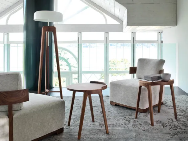 Modern round solid wood coffee table Deck by Porada