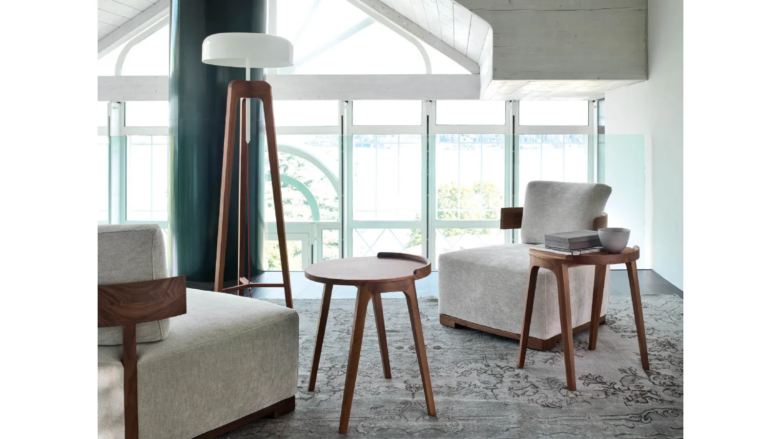 Modern round solid wood coffee table Deck by Porada