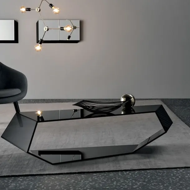 Dekon 2 glass design coffee table by Tonelli