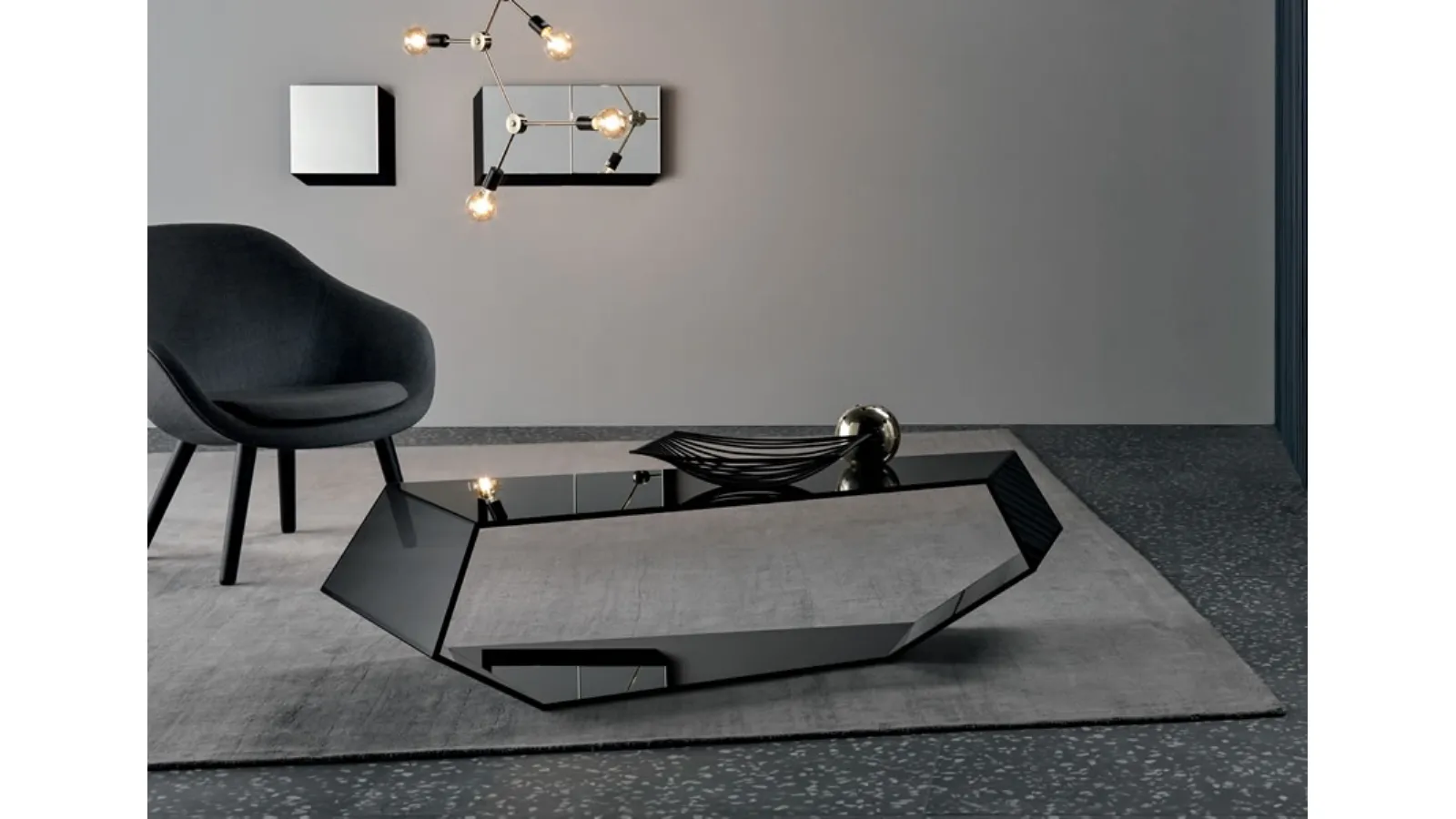 Dekon 2 glass design coffee table by Tonelli