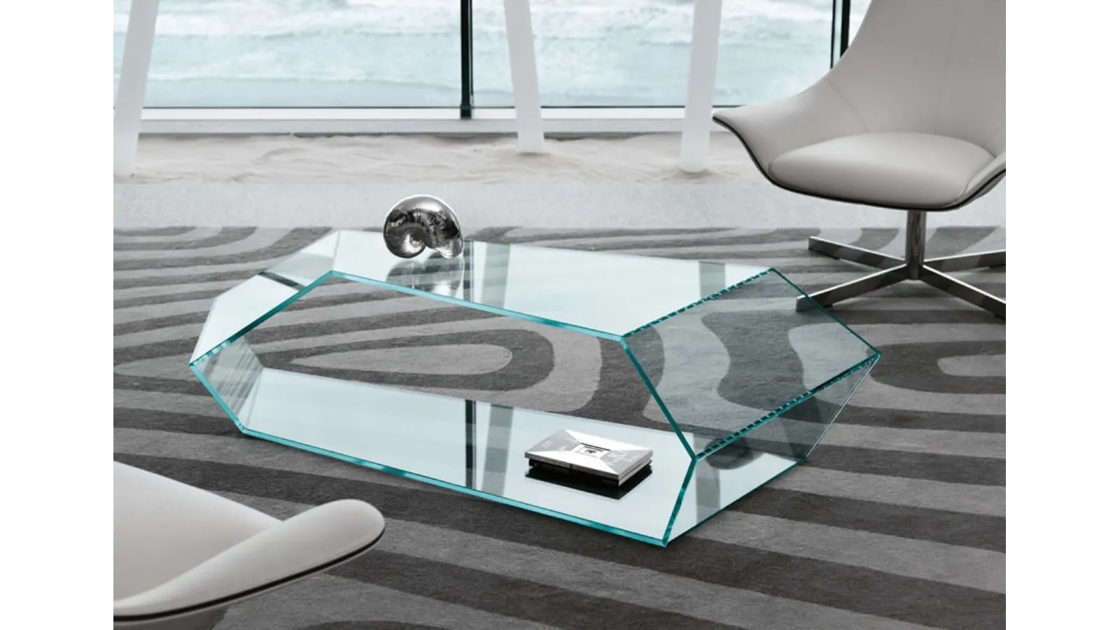 Dekon 2 glass coffee table by Tonelli