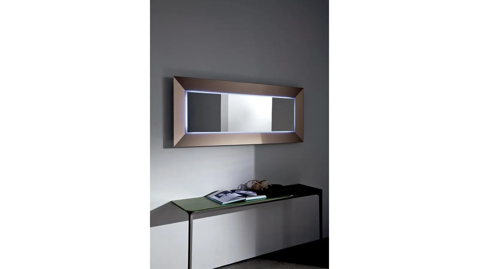 Rectangular mirror Denver Up raised from the acid-etched glass frame by Sovet