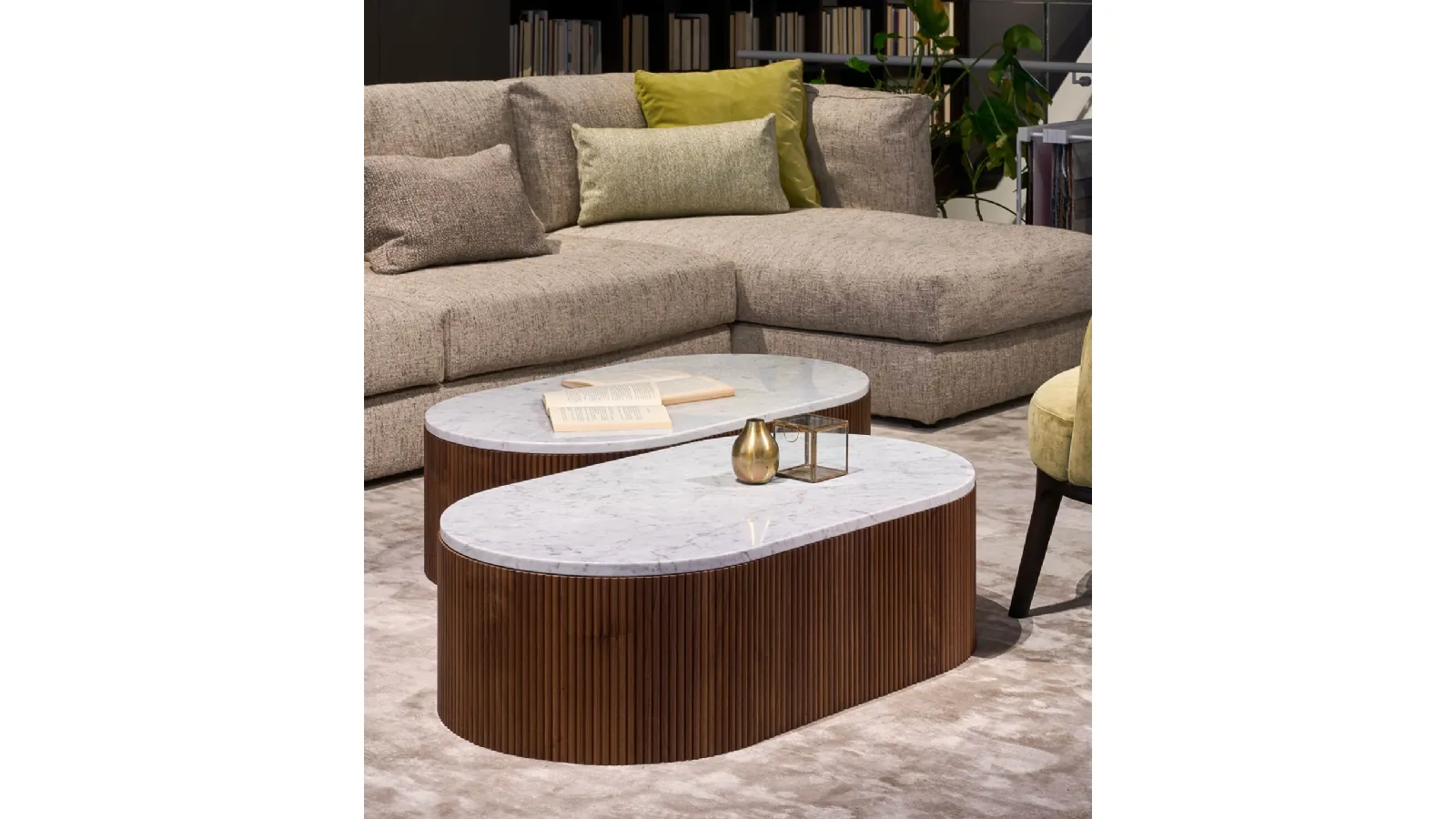 Drum marble and solid wood side table by Lema