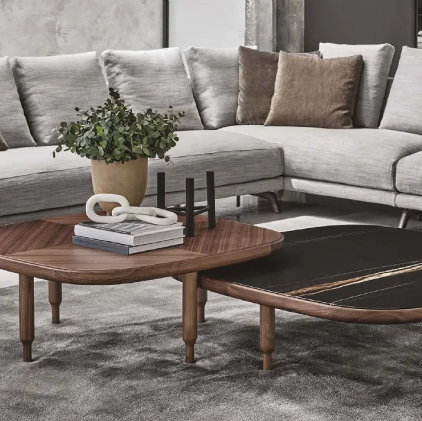Square Side Table with Marble or Wood Top by Porada