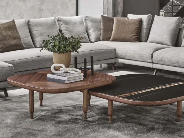 Square Side Table with Marble or Wood Top by Porada
