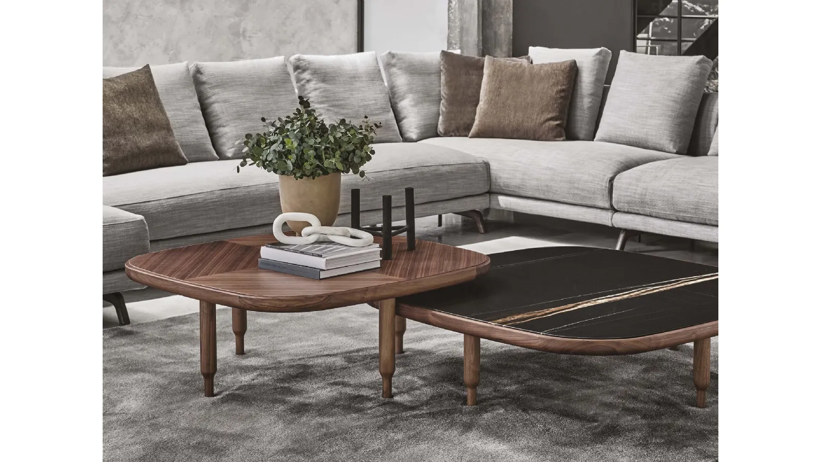 Square Side Table with Marble or Wood Top by Porada