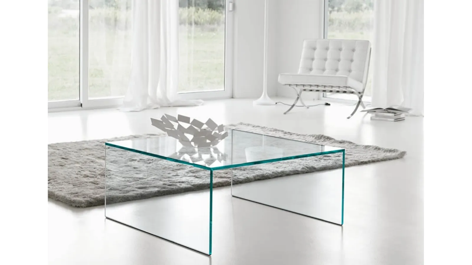 Eden glass bridge coffee table by Tonelli