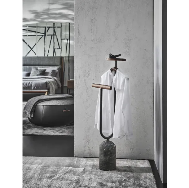Ekero Rack Coat Rack in Metal and Wood with Marble Base by Porada