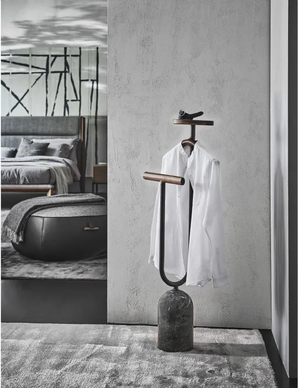 Ekero Rack Coat Rack in Metal and Wood with Marble Base by Porada
