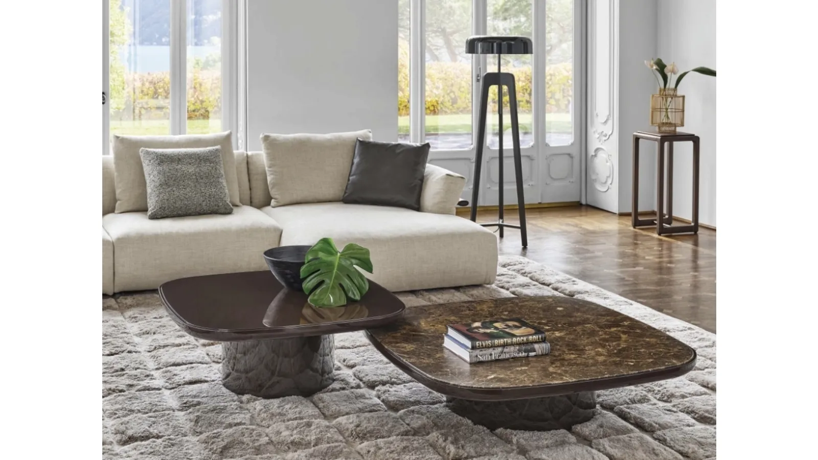 Enook Brillo side tables in marble or lacquered by Porada