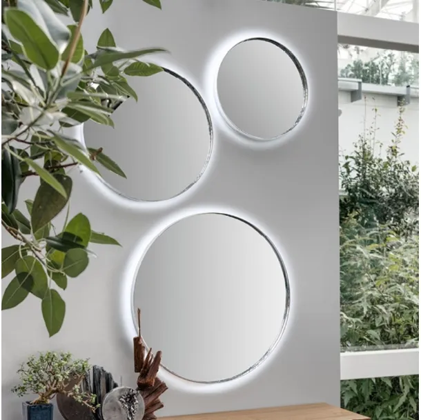 Round Face to Face mirror with steel frame by Alivar