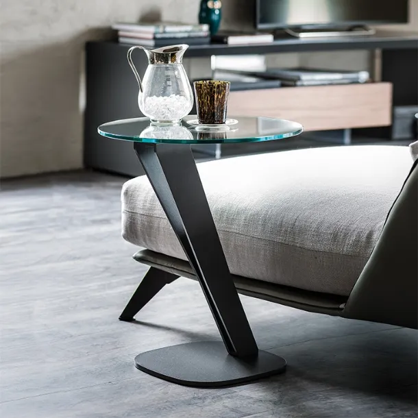 Coffee table with steel base and transparent glass top Falco by Cattelan Italia