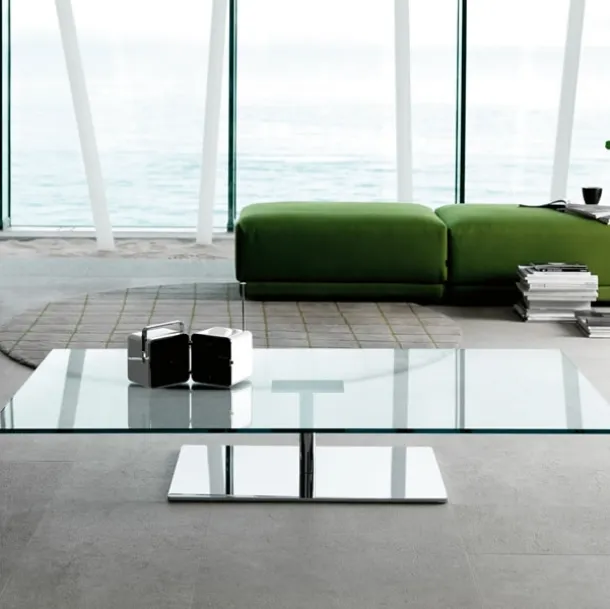Glass coffee table with chrome mirror base Farniente by Tonelli