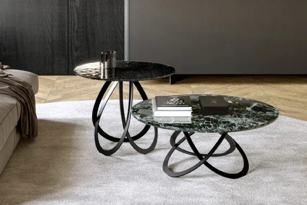 Febe Low coffee table in marble or glass by Eforma