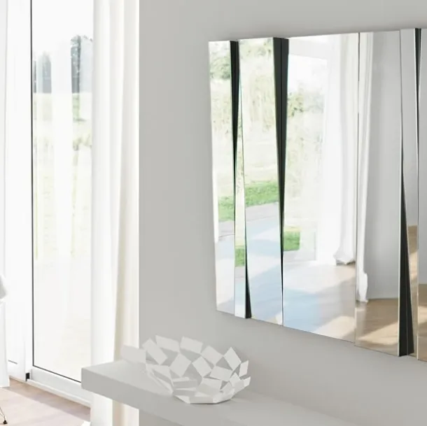 Wall mirror with inclined and adjustable mirrored strips Fittipaldi by Tonelli